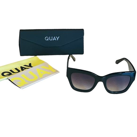 NEW Quay Australia By The Way Women\'s SUNGLASSES Black Gold Oversized Square main image 9